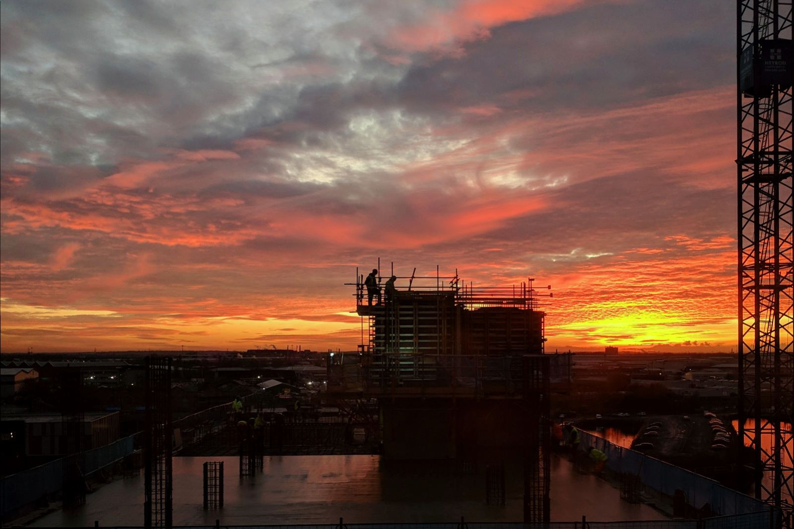 Building site at night